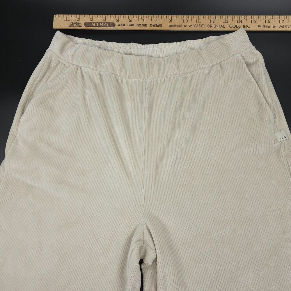 VUORI Haven Wide Leg Ribbed Knit Pant Suede Beige Athleisure Lounge Clean Girl - Picture 3 of 10